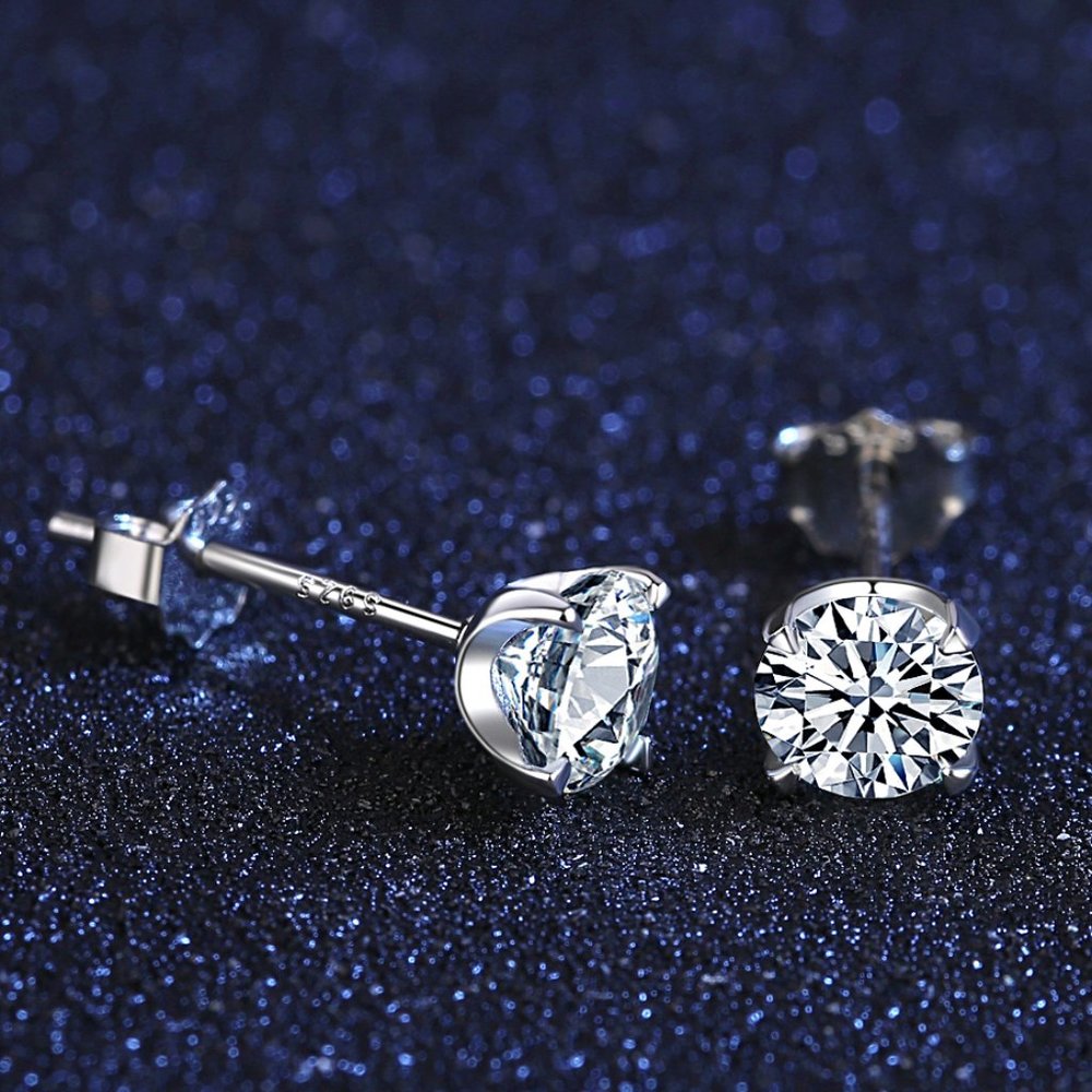 1 Carats Moissanite Stud Earrings- Ideal Gift For Her